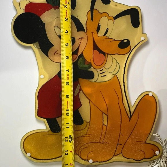 Vintage Disney Mickey &Pluto Light Up Single Sided Window Christmas Decor 2012 - Picture 7 of 11
